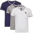 Ringspun Men's 3-Pack Silva Short Sleeve V-Neck T-Shirt - Grey Marl/White/Navy