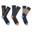 William Hunt Herren Chevron Check 3er-Pack Socken Geschenk Set - Schwarz/Multi