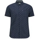 Bench Men's Chevron Print Rapson Short Sleeved Shirt - Navy
