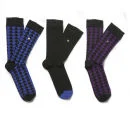 William Hunt Men's Triangles 3 Pack Sock Gift Set - Black/Multi