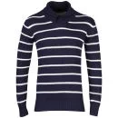 Brave Soul Men's Deboard Tubular Shawl Neck Jumper - Dark Navy/Ecru