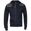 Brave Soul Men's Crimson Hoody with Tweed Elbow & Shoulder Patches - Navy