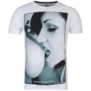 Amplified Men's Braces Pin Up Crew Neck T-Shirt - White