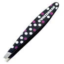 Tweezerman Mini Slant Tweezers (Black with Pink & White Dots)