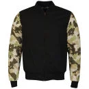 Bellfield Men's Karachi Camo Printed Sleeve Bomber Jacket - Black
