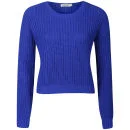 Moku Women's Crop Fisherman Knit Jumper - Cobalt Blue