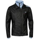Sergio Tacchini Men's Leather Look Jacket 38 Jacket - Black/Light Blue