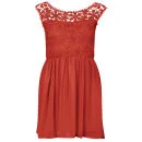Club L Women's Floral Crochet Skater Dress - Cherry