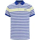 Slazenger Men's Pearce Striped Polo Shirt - White/Blue/Lime