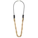 French Connection Twist Chain & Cord Necklace - Black -Gold