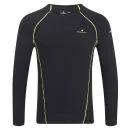 RonHill Men's Base Thermal 100 Long Sleeve Running Top - Black/Fluorescent Yellow