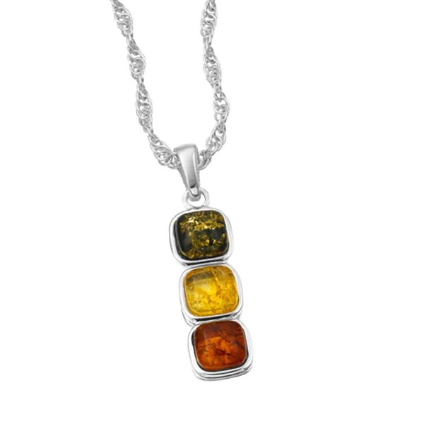 Amber Drop Coloured Gem Pendant