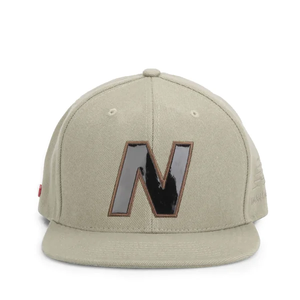 New Balance Unisex Snap 6 Panel Flat Peak Baseball Cap - Acrylic Light Brown/Khaki