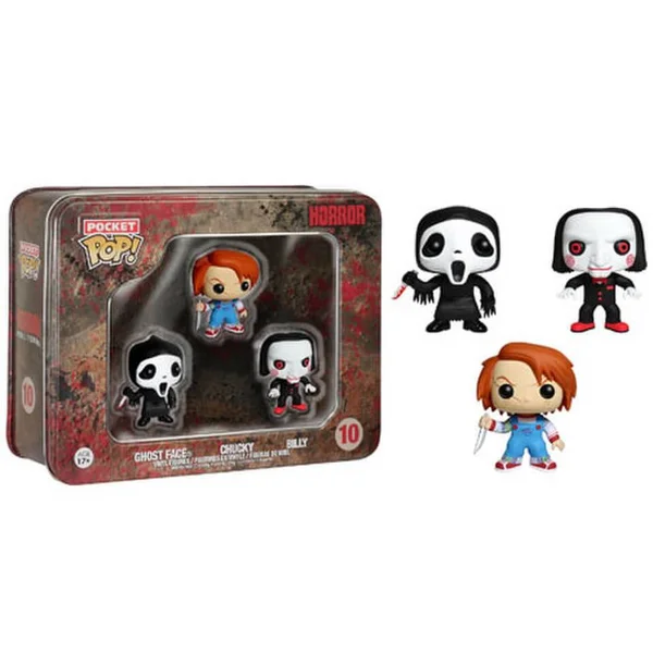 Horror Ghostface, Chucky, Billy Pocket Mini Pop! Vinyl Figure 3 Pack Tin