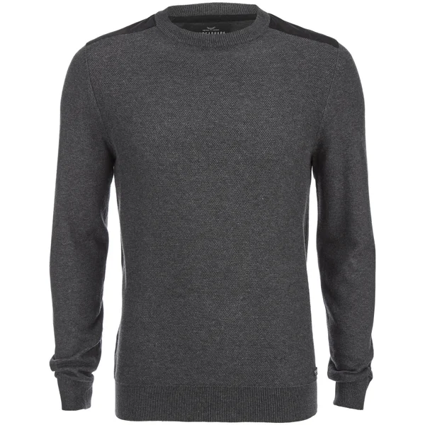 Threadbare Men's Quaker Waffle Shoulder Panel Jumper - Charcoal Marl