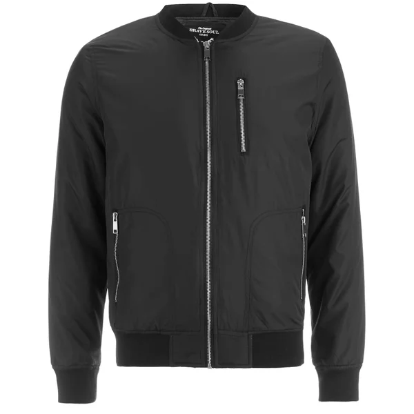 Brave Soul Men's Darrell Padded Bomber Jacket - Black