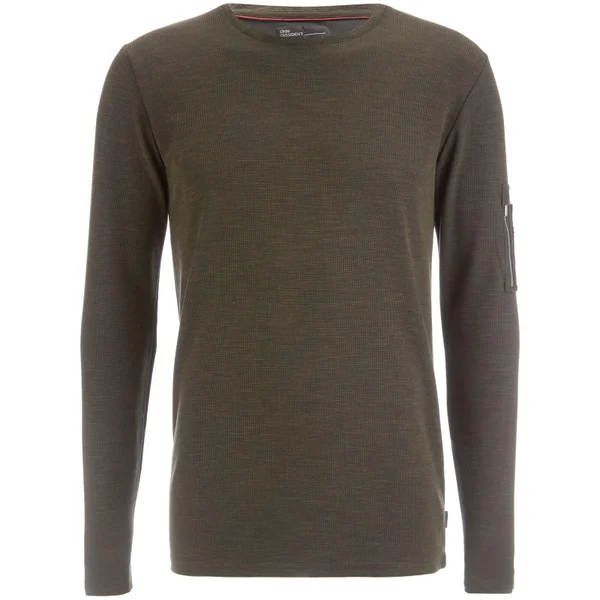 Dissident Men's Astin Zip Detail Long Sleeve Top - Khaki