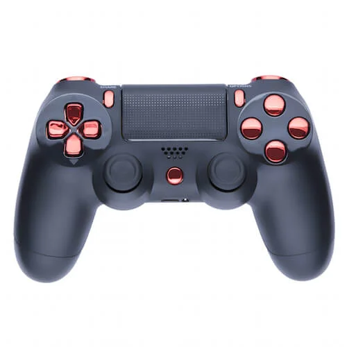 Playstation 4 Custom Controller - Matte Black & Chrome Red