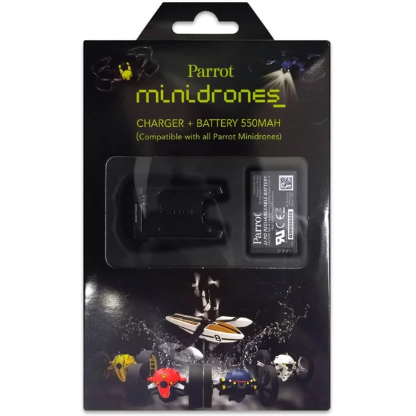Parrot 550 mAh Battery and Battery Charger for Mini Drones