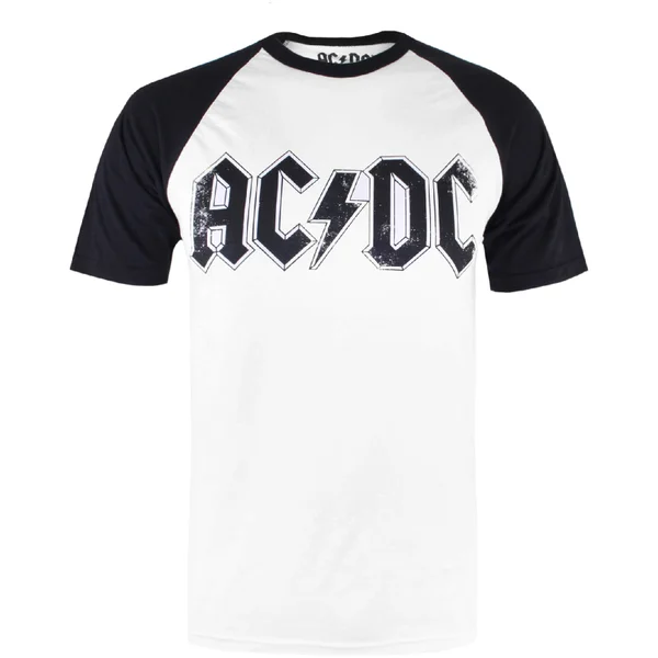 ACDC Herren Logo Raglan Logo T-Shirt - Weiß/Schwarz