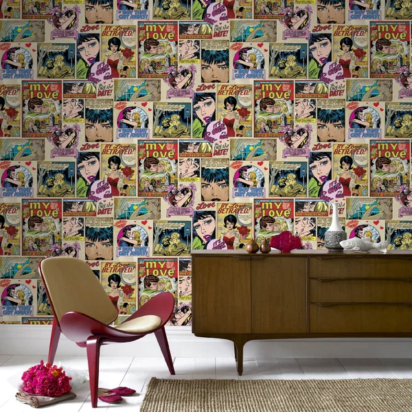 Marvel My Love Vintage Comic Strip Wallpaper