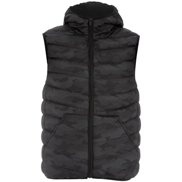 Brave Soul Men's Hugo Camo Padded Hooded Gilet - Black