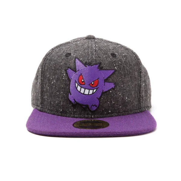 Pokémon Gengar Snapback Cap with Purple Bill - Grey