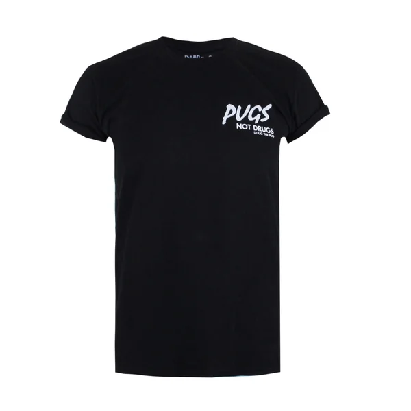 Doug The Pug Women's Pugs Not Drugs T-Shirt - Schwarz