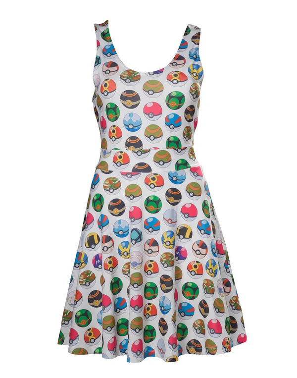 Pokémon Women's All Over Pokéballs Dress - White