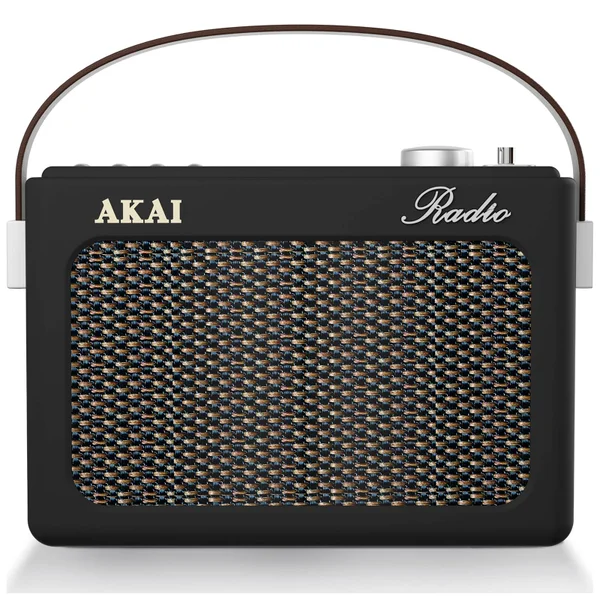 Akai Retro Vintage Portable Wireless AM/FM Radio with LCD Screen - Black