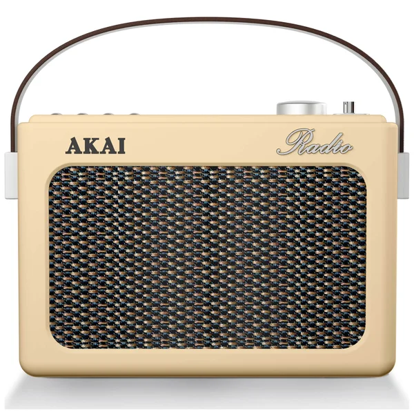 Akai Retro Vintage Portable Wireless AM/FM Radio with LCD Screen - Cream