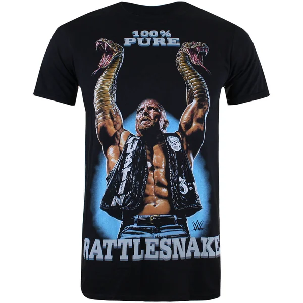 WWE Men's Stone Cold Rattlesnake T-Shirt - Black