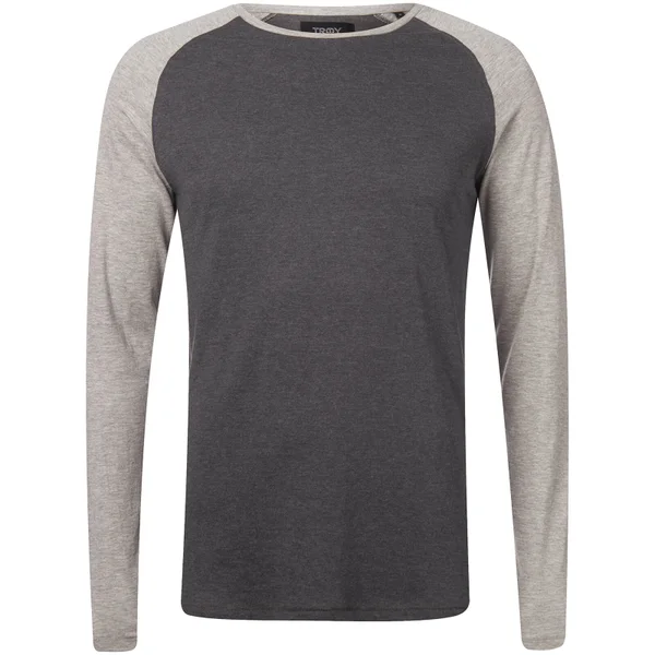 Troy Men's Alvin Raglen Long Sleeve T-Shirt - Light Grey Marl