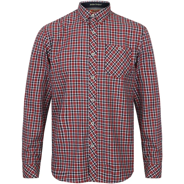 Tokyo Laundry Men's Sicily Checked Long Sleeve Shirt - Tango Red