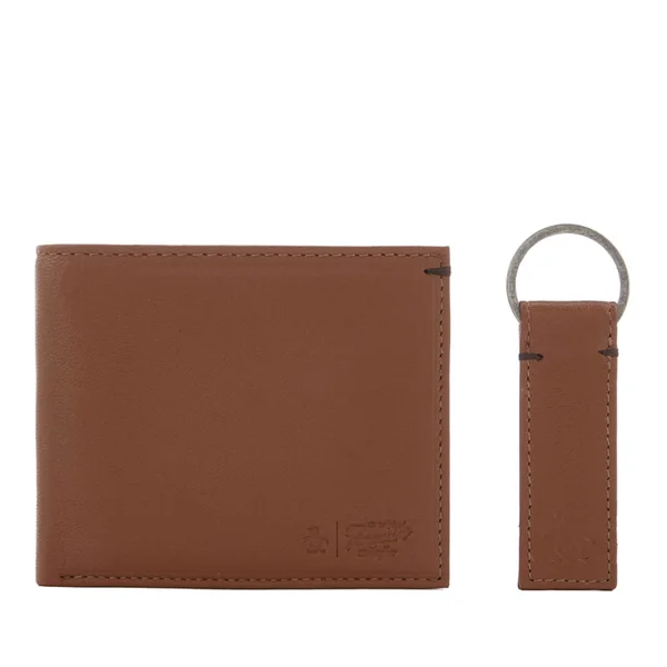 Original Penguin Men's Leather Wallet and Keyring Set - Tan