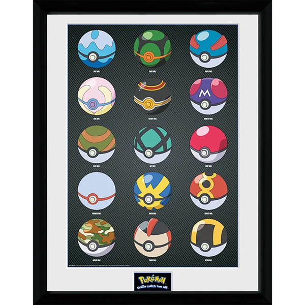 Pokémon Pokéballs - 16 x 12 Inches Framed Photograph