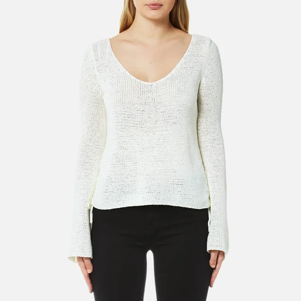 MINKPINK Women's Beau Lace Side Sweater - White