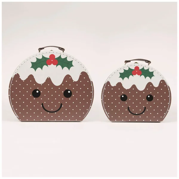 Sass & Belle Set Of 2 Christmas Pudding Suitcases