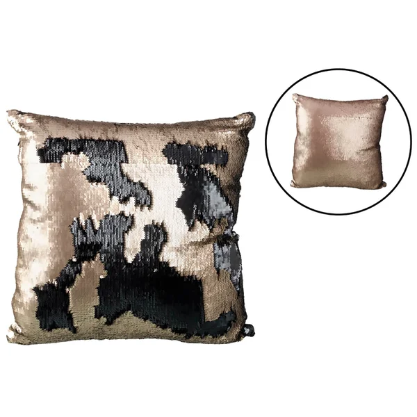 Parlane Two Tone Sequin Cushion (43 x 43cm) - Black/Rose Gold