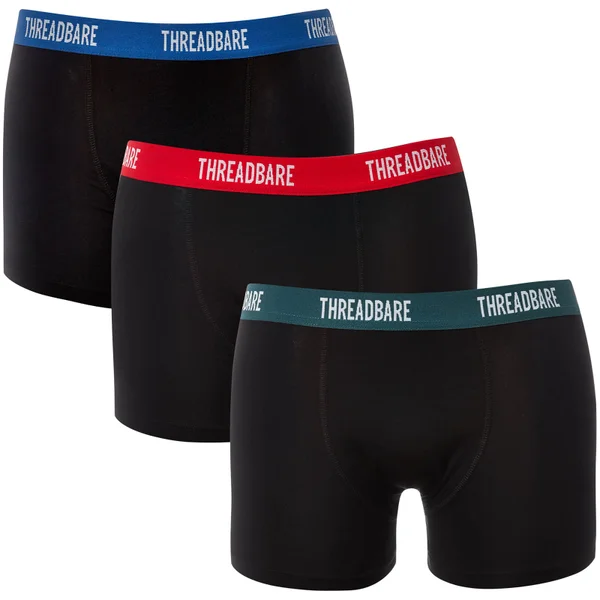 Threadbare Men's Camden 3 Pack Boxers - Blue/Red/Green