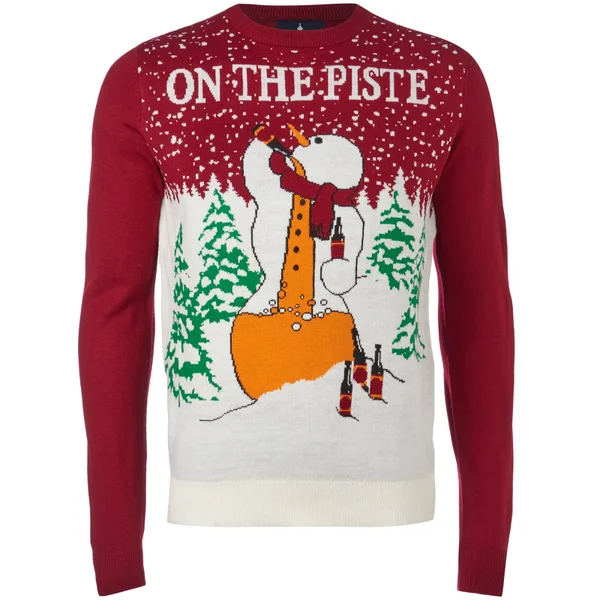 Threadbare Men's On the Piste Christmas Jumper - Blood Red
