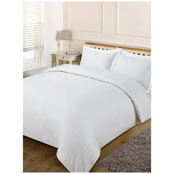 Brentfords Satin Stripe Duvet Set - White
