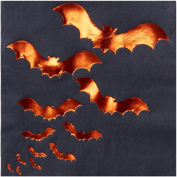 Ginger Ray Orange Foiled Bat Design Paper Napkins - Pumpkin Party