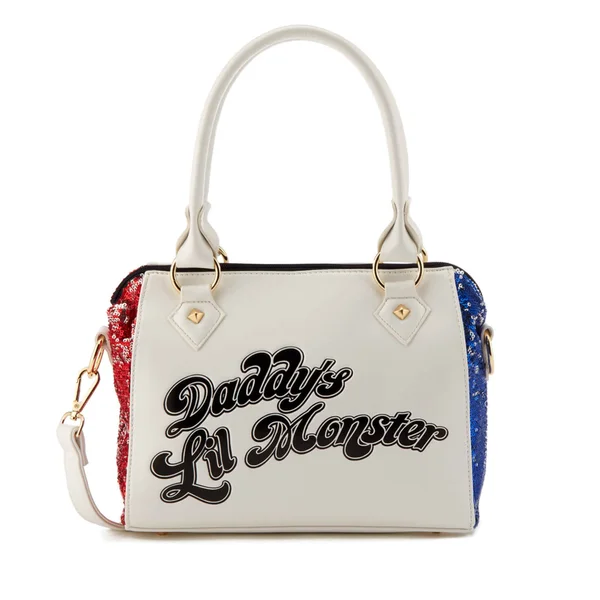 DC Comics Women's Suicide Squad Harley Quinn Sequin Handbag - White