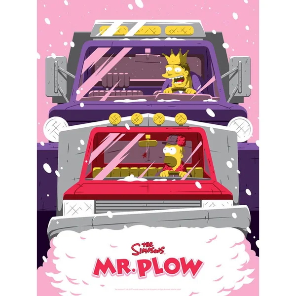 The Simpsons Mr. Plow Variant Siebdruck Print von Florey (45 x 60 cm) Limitiert auf 100 Auflagen - Zavvi UK Exklusiv