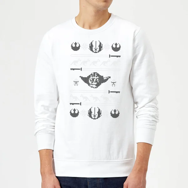 Star Wars Yoda Sabre Knit White Christmas Jumper