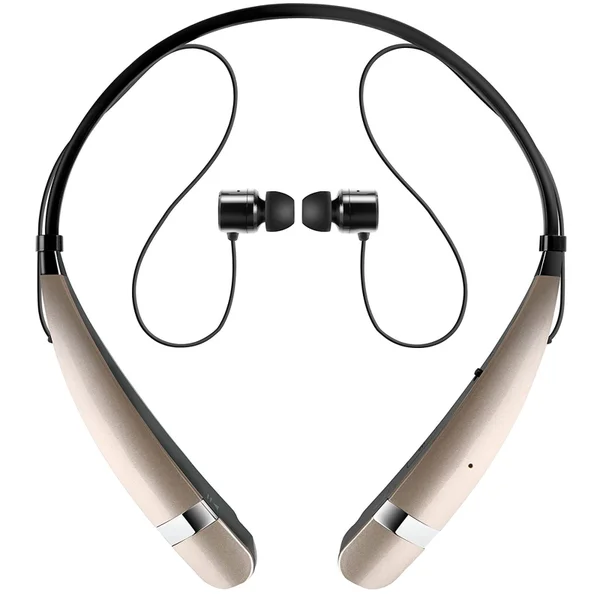 LG Tone Pro Neckband Sports Bluetooth Earphones with Built-In Mic - Gold