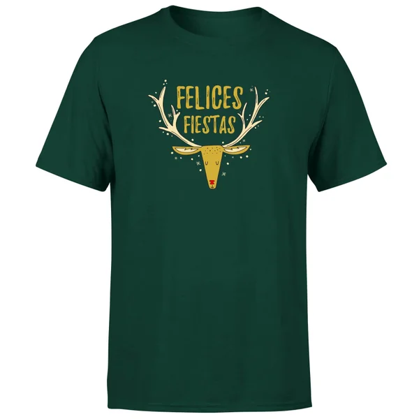 Felices Fiestas Reindeer T-Shirt - Forest Green