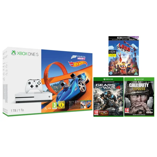 Xbox One S 1TB Forza Horizon 3 Hot Wheels Bundle with Call of Duty: WWII, Gears of War 4 and The LEGO Movie 4K