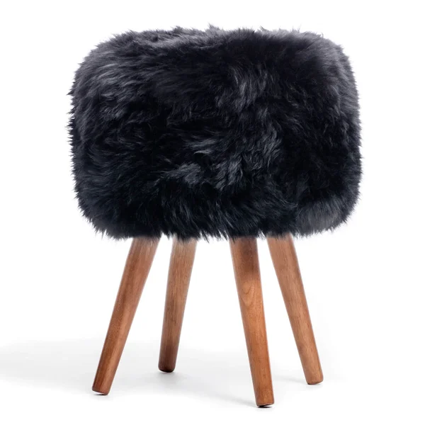 Native Natural Sheepskin Stool - Black